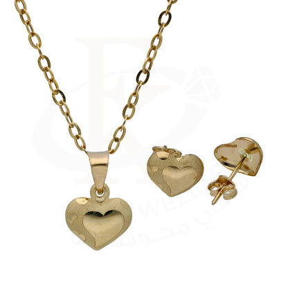 Gold Heart Shaped Pendant Set 18KT - FKJNKLST18KU6498