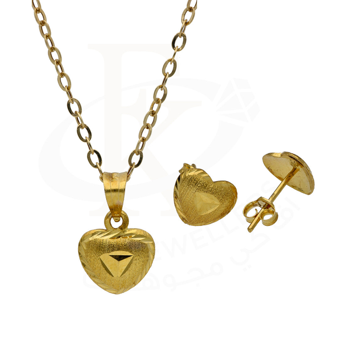 Gold Heart Shaped Pendant Set 18KT - FKJNKLST18KU6499