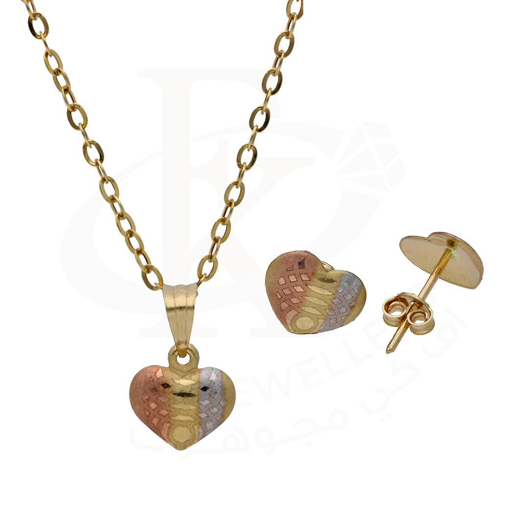 Gold Heart Shaped Pendant Set 18KT - FKJNKLST18KU6500