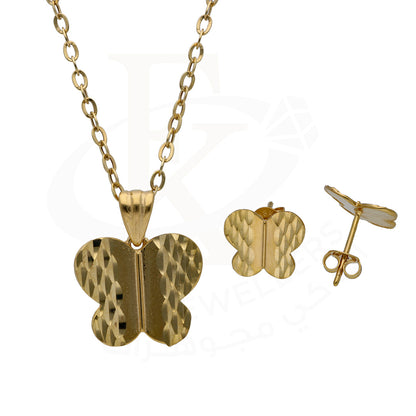 Gold Butterfly Shaped Pendant Set 18KT - FKJNKLST18KU6503