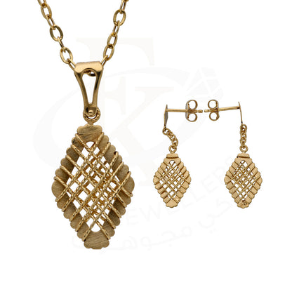 Gold Intricate Rectangle Shaped Pendant Set 18KT - FKJNKLST18KU6504