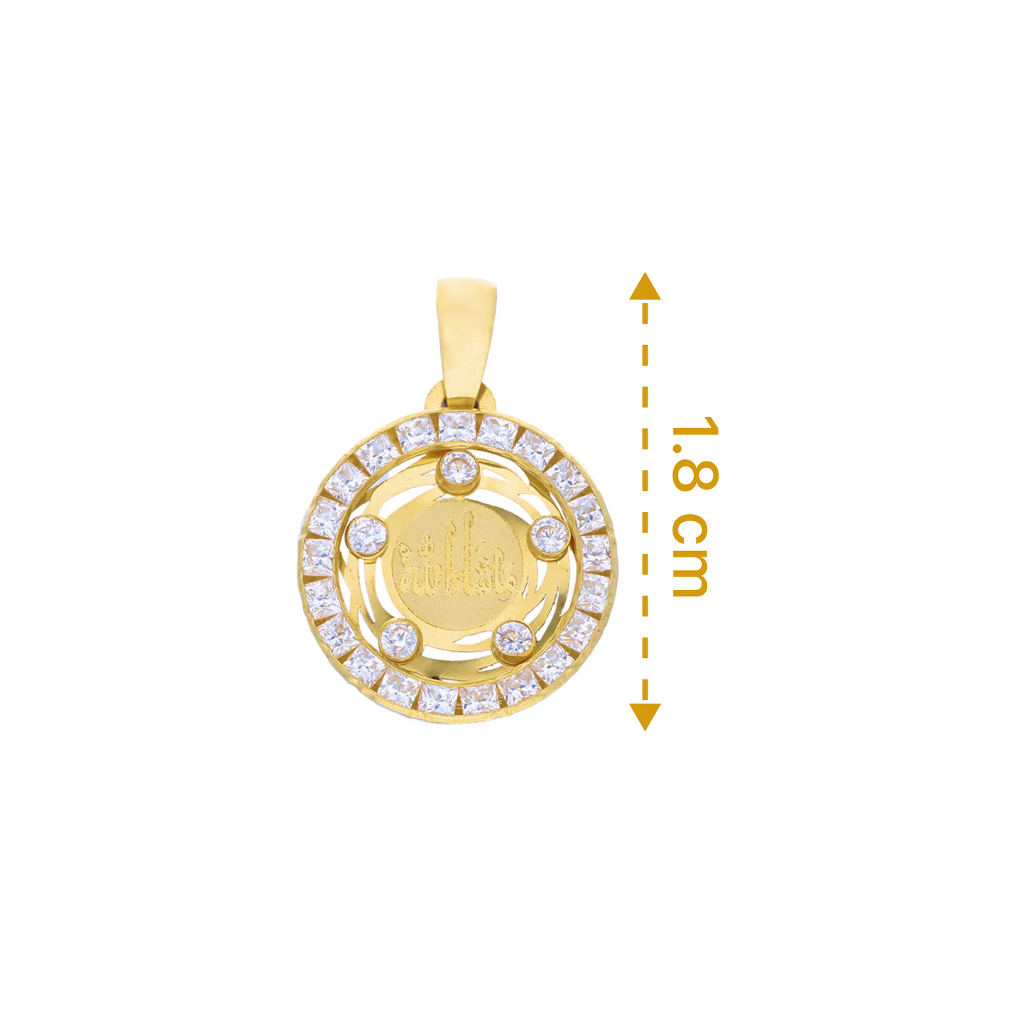 Gold Round Shaped Mashallah Pendant 18KT - FKJPND18KU1072