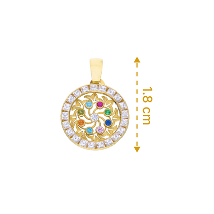 Gold Round Shaped Pendant 18KT - FKJPND18KU1074