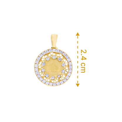 Gold Round Shaped Mashallah Pendant 18KT - FKJPND18KU1076