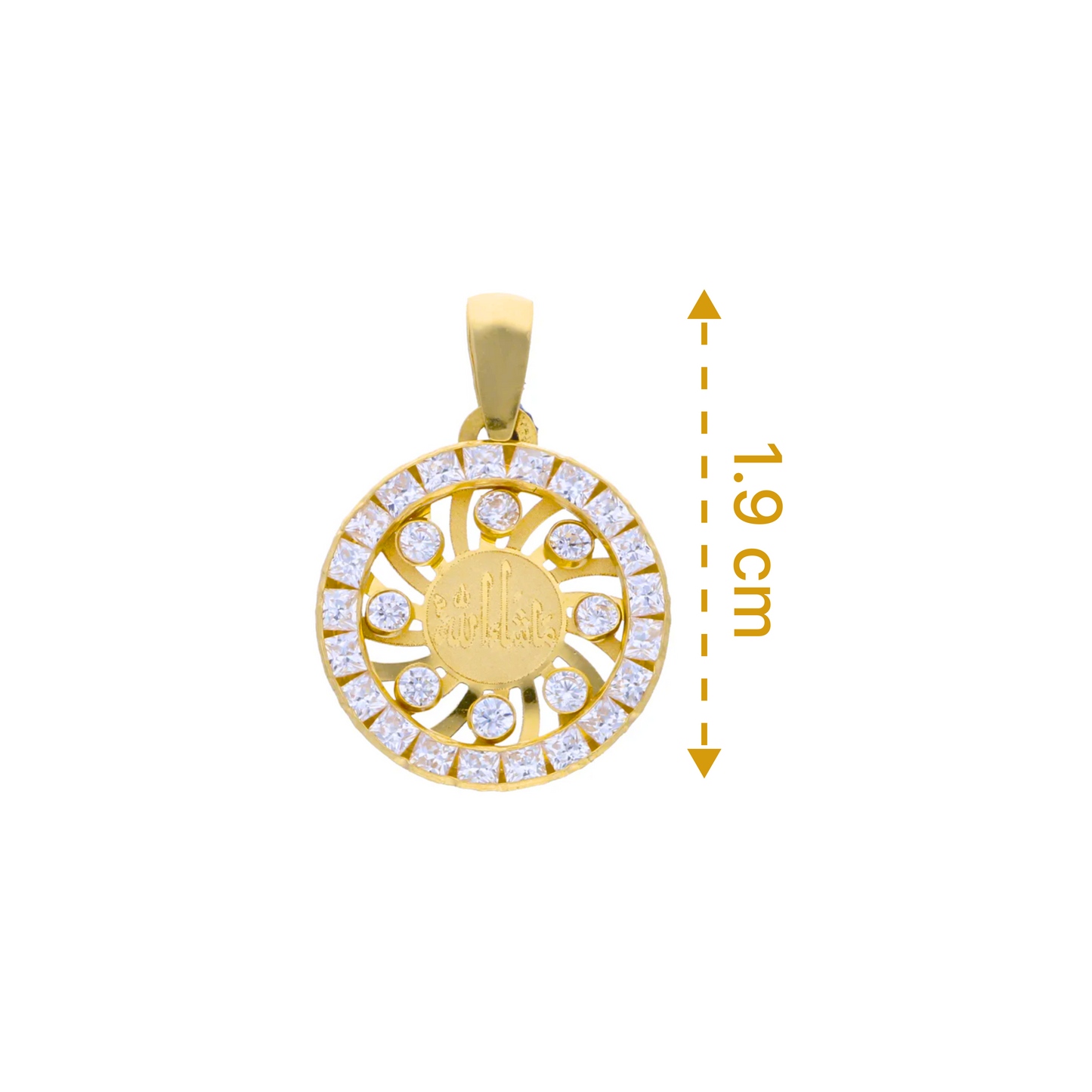 Gold Round Shaped Mashallah Pendant 18KT - FKJPND18KU1079