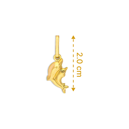 Gold Twin Dolphin Pendant 18KT - FKJPND18KU1126