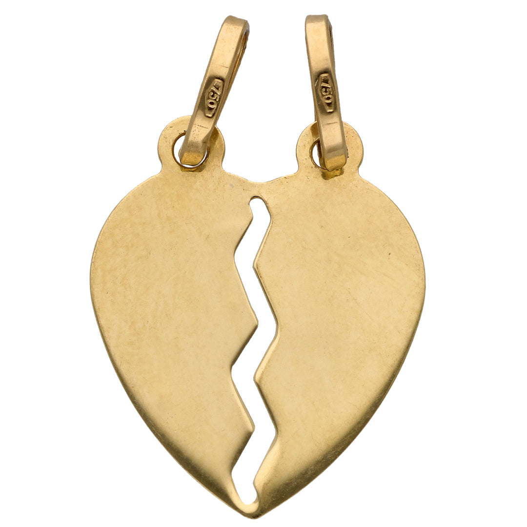 Gold Broken Heart Shaped Pendant 18KT - FKJPND18KU6606