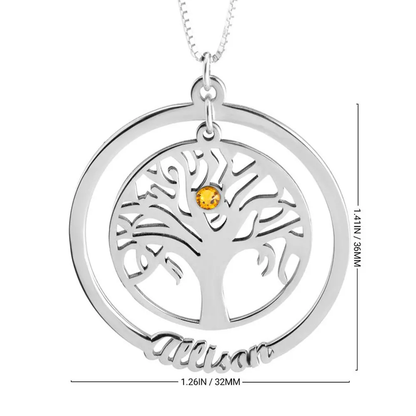 Gold & Silver Personalized Family Tree Necklace With Birthstone - FKJNKLU6206