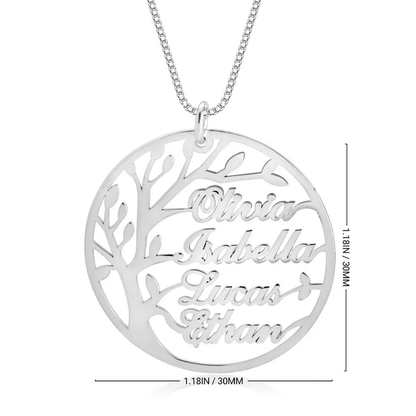 Silver 925 Personalized Family Tree Necklace with Names - FKJNKLSLU6198