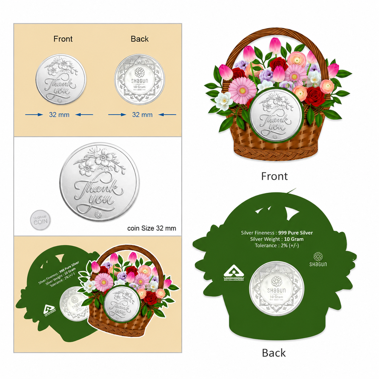 Flower Basket 10 Grams Silver Coin Acrylic Packing - FKJCONSL6998