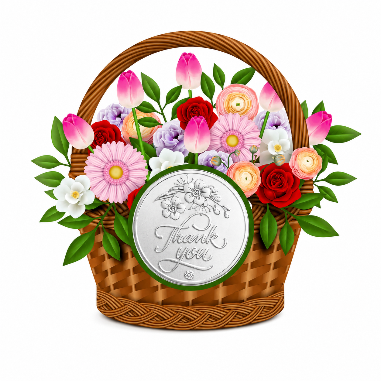 Flower Basket 10 Grams Silver Coin Acrylic Packing - FKJCONSL6998