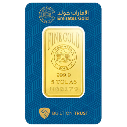 Emirates 5 Tola 999.9 Purity Gold Bar - FKJGBR24K2205