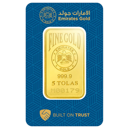 Emirates 5 Tola 999.9 Purity Gold Bar - FKJGBR24K2205