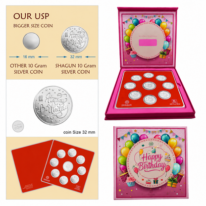 Happy Birthday 10 Grams Silver Coin Box- FKJCONSL7009