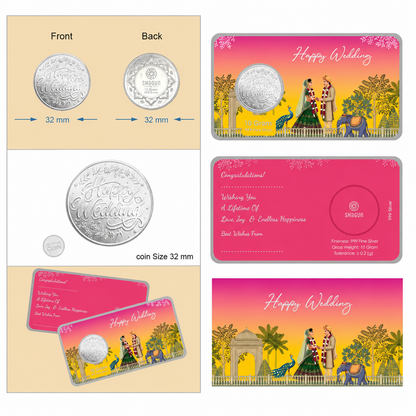 Happy Wedding 10 Grams Silver Coin Lifafa - FKJCONSL7016