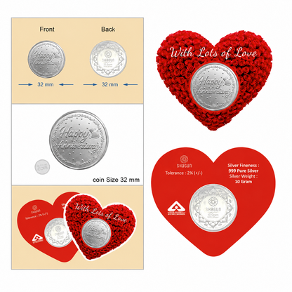Happy Anniversary Heart 10 Grams Silver Coin Acrylic Packing - FKJCONSL7008