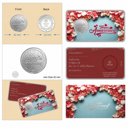 Happy Anniversary 10 Grams Silver Coin Lifafa - FKJCONSL7017