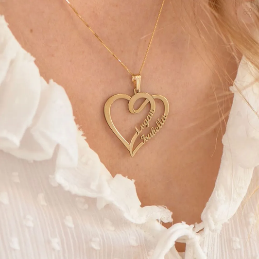 Gold & Silver Personalized Heart Double Name Necklace - FKJNKLU6185