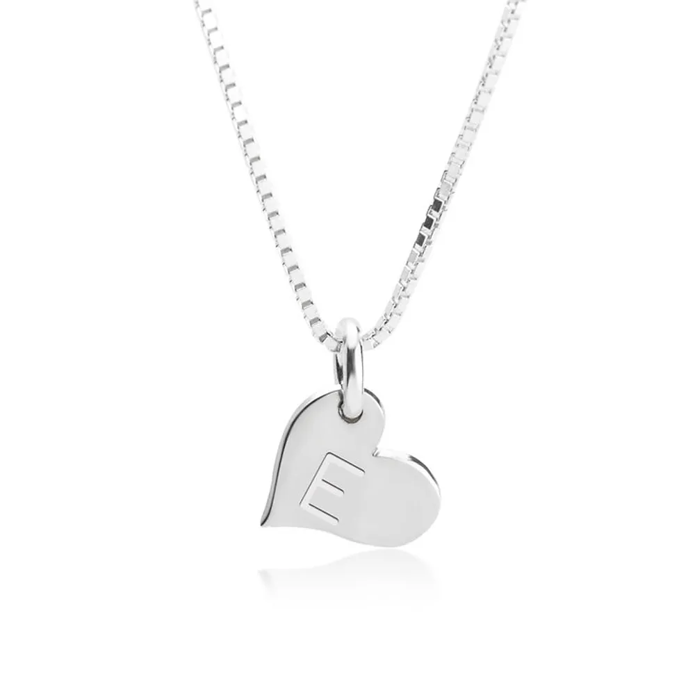 Silver 925 Personalized Heart Initial Necklace - FKJNKLSLU6200