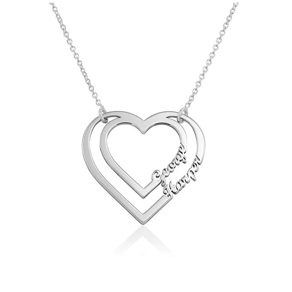 Gold & Silver Personalized Heart Pendant with Two Names Necklace - FKJNKLU6157