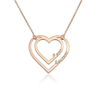 Gold & Silver Personalized Heart Pendant with Two Names Necklace - FKJNKLU6157