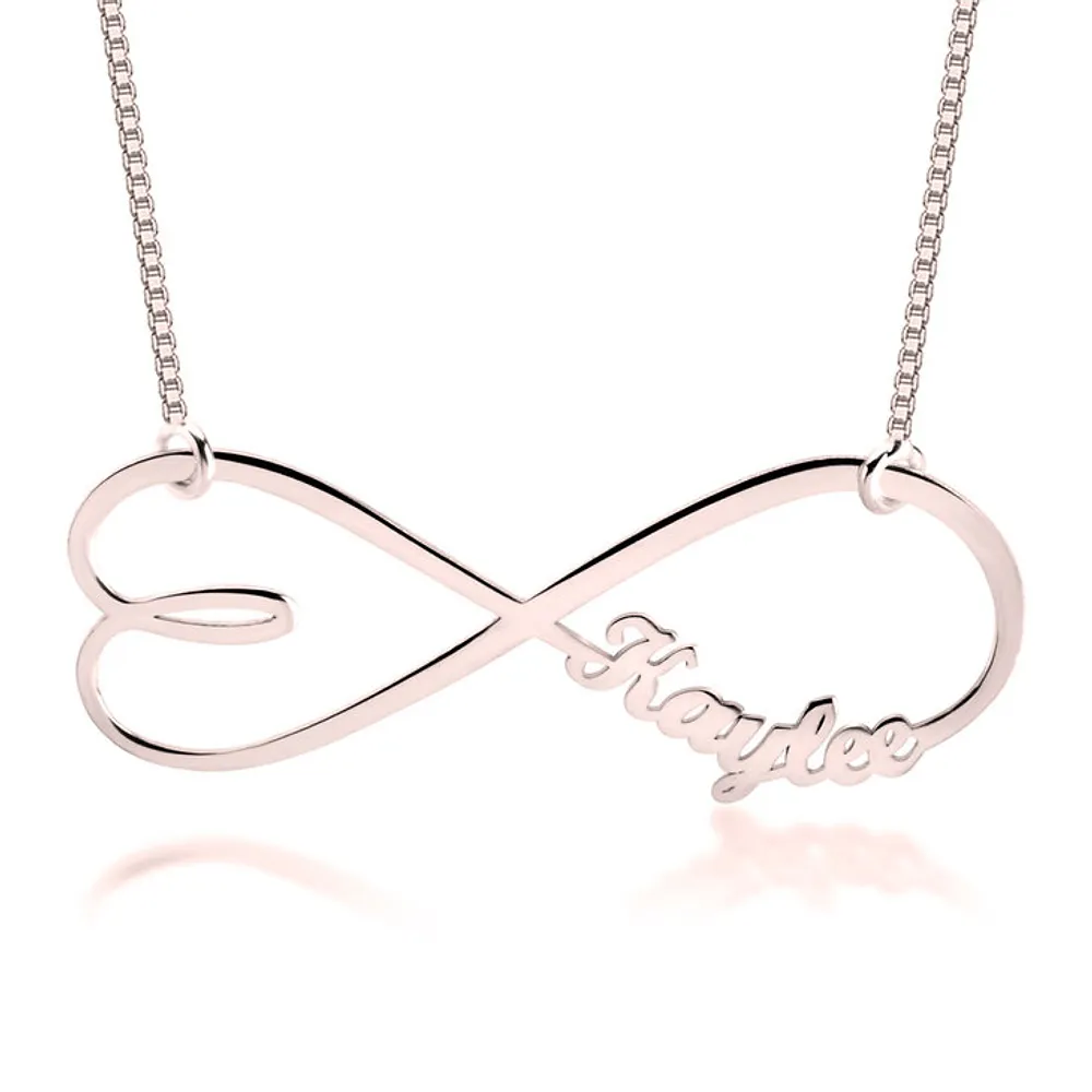 Silver 925 Personalized Heart Shape Infinity Name Necklace - FKJNKLSLU6214