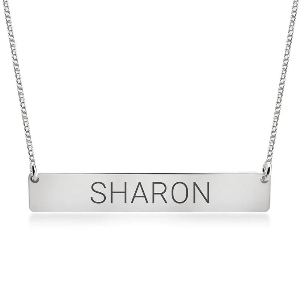 Gold & Silver Personalized Horizontal Bar Necklace - FKJNKLU6192