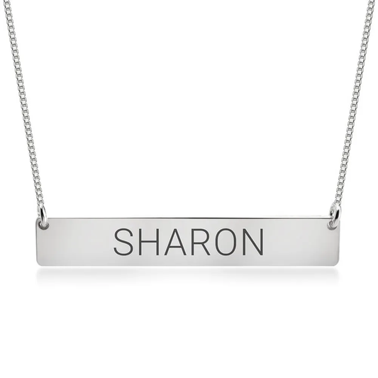 Gold & Silver Personalized Horizontal Bar Necklace - FKJNKLU6192