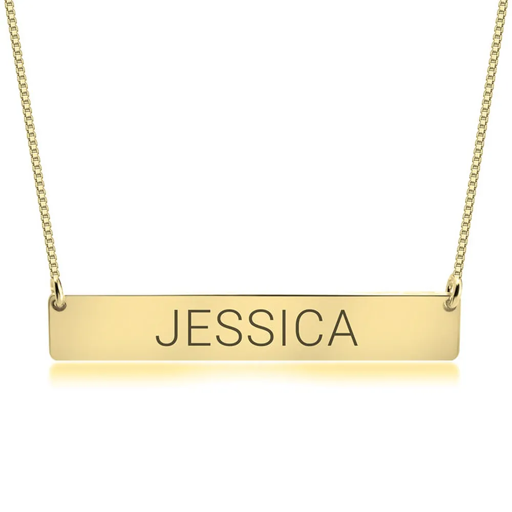 Gold & Silver Personalized Horizontal Bar Necklace - FKJNKLU6192