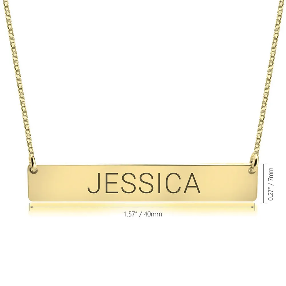 Gold & Silver Personalized Horizontal Bar Necklace - FKJNKLU6192