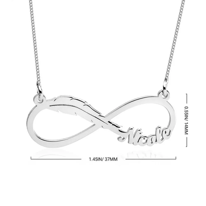 Silver 925 Personalized Infinity Feather Name Necklace - FKJNKLSLU6201
