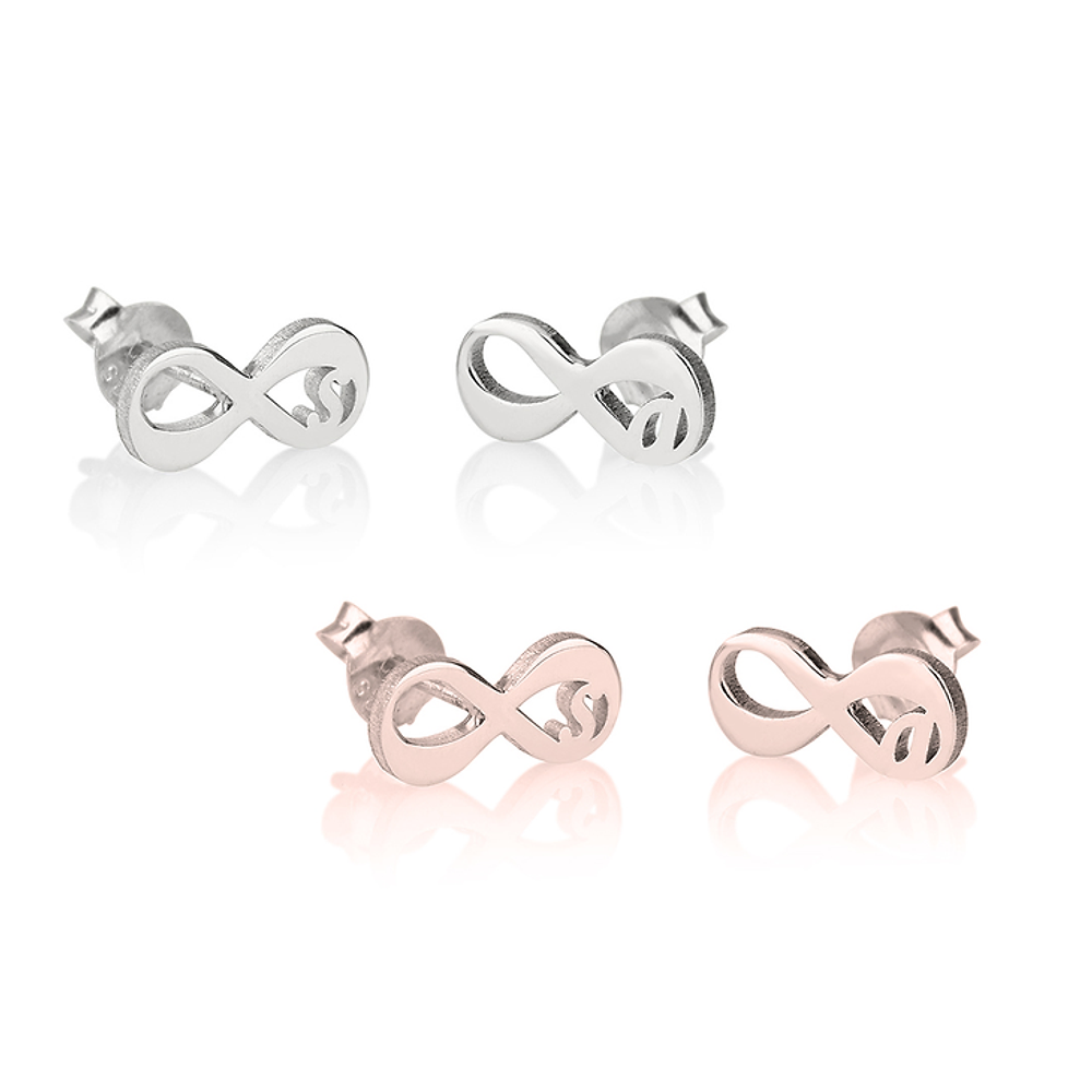 Silver 925 Personalized Infinity Initial Earrings - FKJERNSLU6250