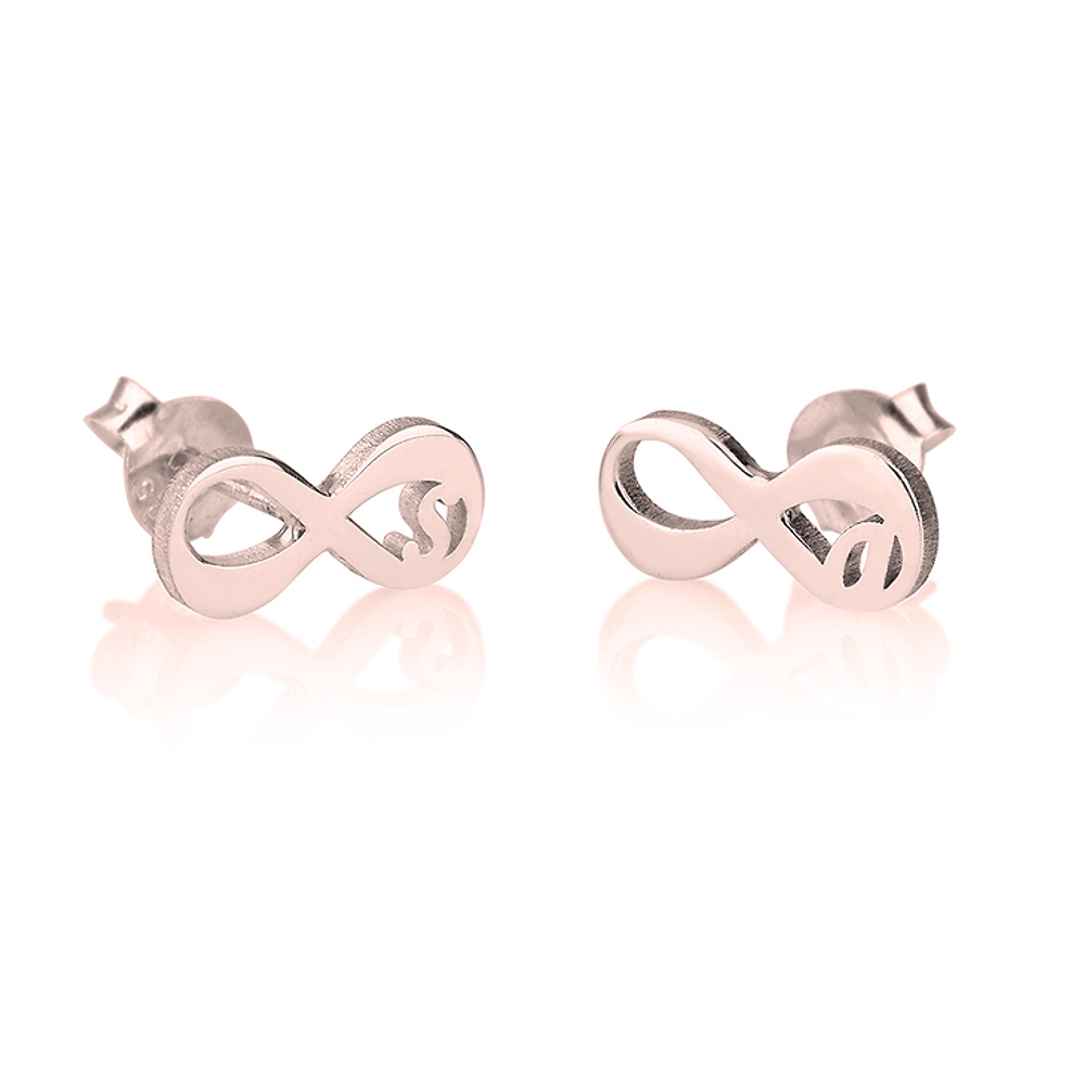 Silver 925 Personalized Infinity Initial Earrings - FKJERNSLU6250