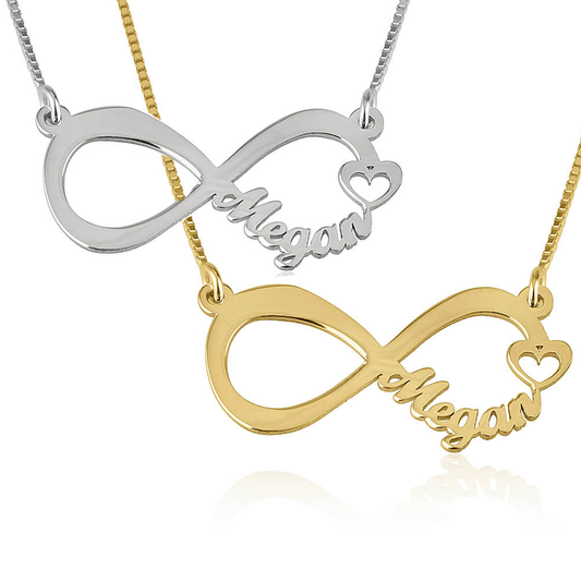 Gold & Silver Personalized Infinity Name Necklace with Heart - FKJNKLU6211