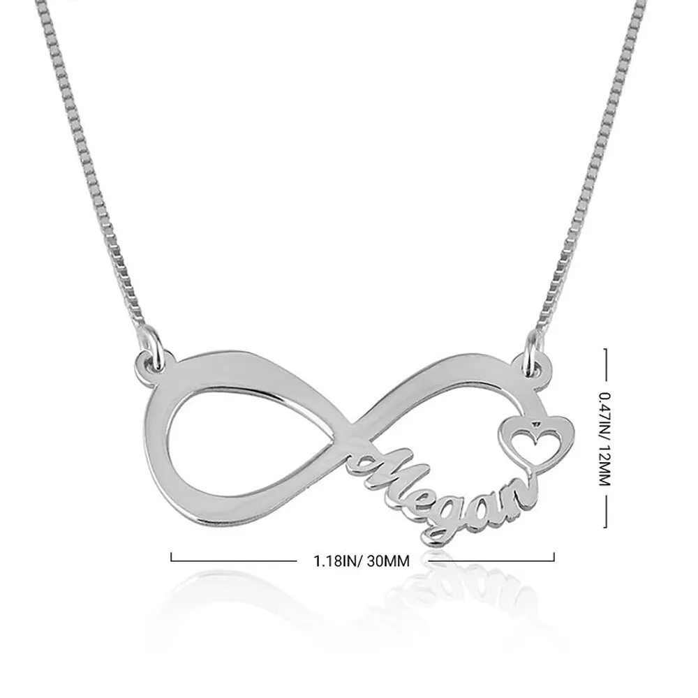 Silver 925 Personalized Infinity Name Necklace with Heart - FKJNKLSLU6211
