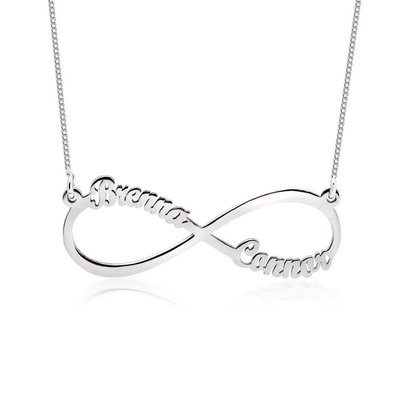 Silver 925 Personalized Infinity Necklace with Names - FKJNKLSLU6215