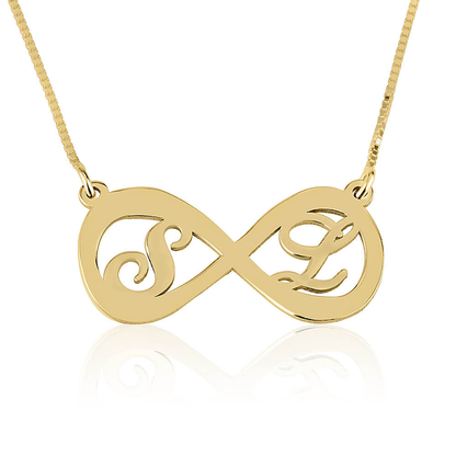 Gold & Silver Personalized Infinity Necklace with Two Letters - FKJNKLU6188