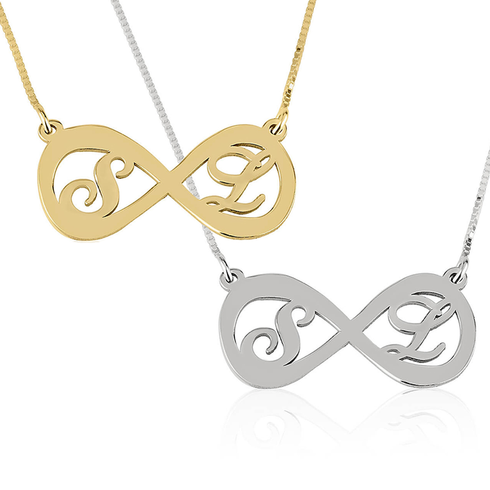 Gold & Silver Personalized Infinity Necklace with Two Letters - FKJNKLU6188