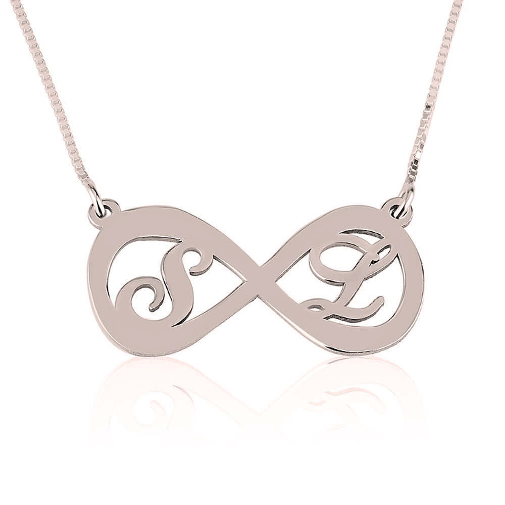 Silver 925 Personalized Infinity Necklace with Two Letters - FKJNKLSLU6188