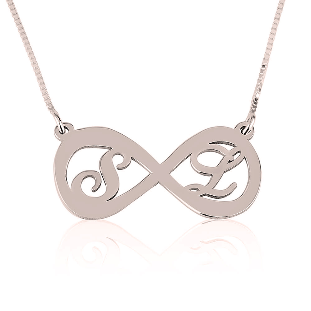 Gold & Silver Personalized Infinity Necklace with Two Letters - FKJNKLU6188