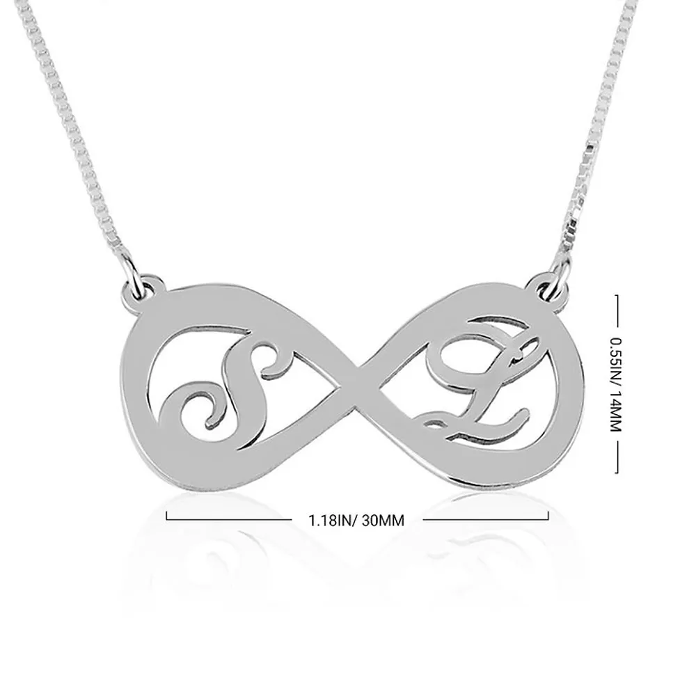 Silver 925 Personalized Infinity Necklace with Two Letters - FKJNKLSLU6188