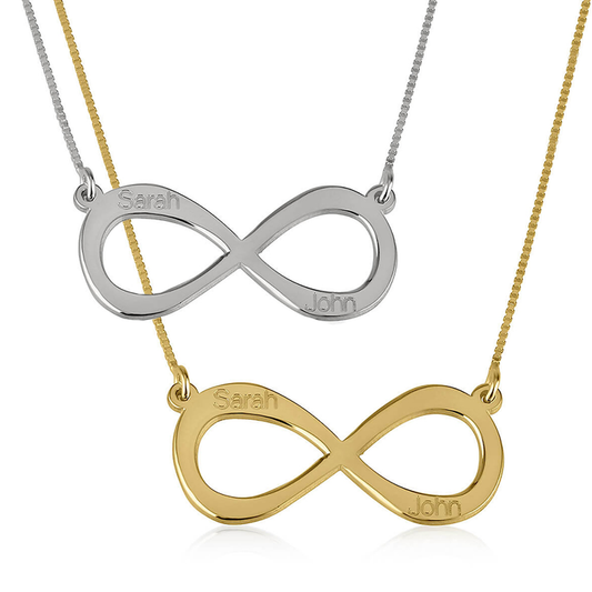 Gold & Silver Personalized Infinity Necklace with Two Names - FKJNKLU6212