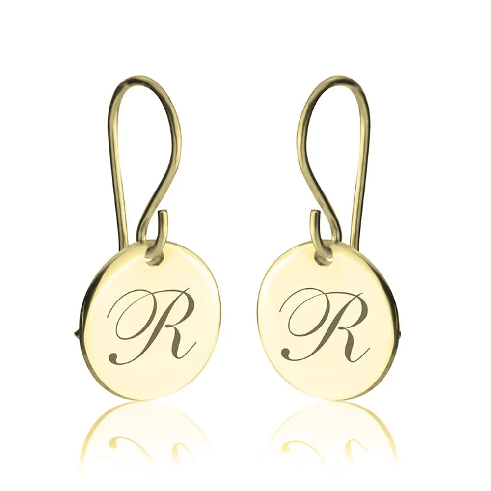 Gold & Silver Personalized Initial Drop Earrings - FKJERNU6253