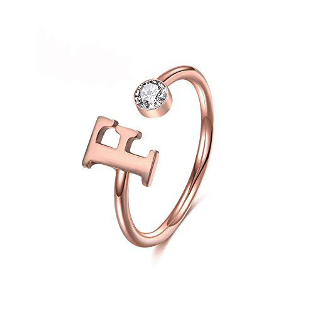 Gold & Silver Personalized Initial Letter Ring with Birthstone - FKJRNSLU6239