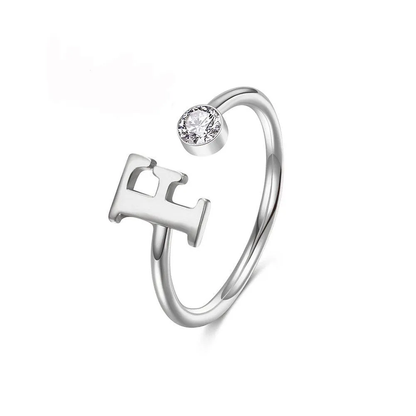 Gold & Silver Personalized Initial Letter Ring with Birthstone - FKJRNSLU6239