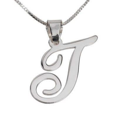 Gold & Silver Personalized Initial Pendant Necklace - FKJNKLU6189