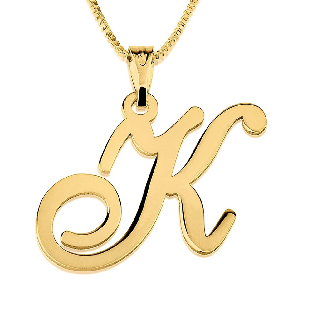 Gold & Silver Personalized Initial Pendant Necklace - FKJNKLU6189