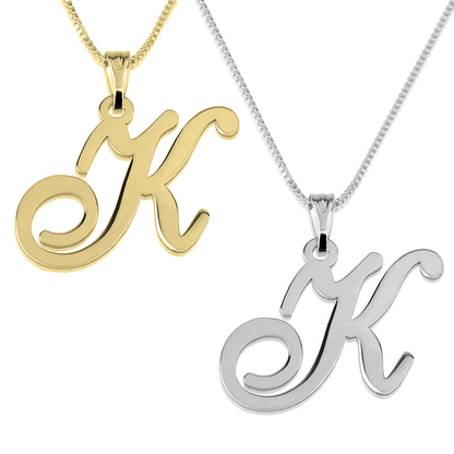 Gold & Silver Personalized Initial Pendant Necklace - FKJNKLU6189