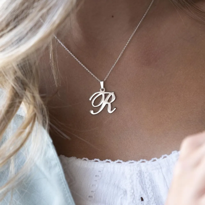 Gold & Silver Personalized Initial Pendant Necklace - FKJNKLU6189