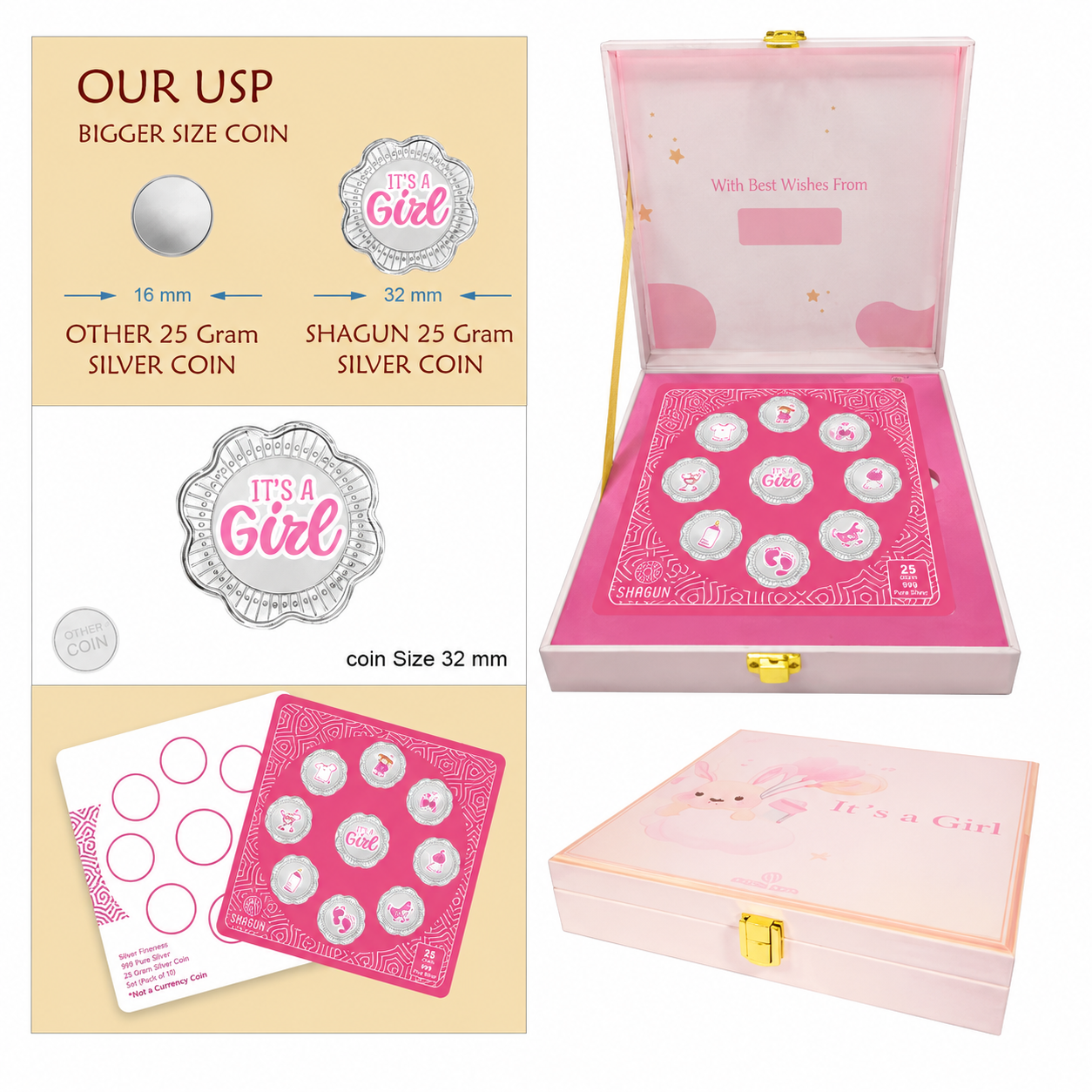 It's A Girl 25 Grams Silver Coin With Musical Box - FKJCONSL7024